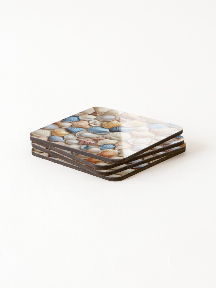 Thumbnail 4 of 5, Coasters (Set of 4), Sea Shell Pattern designed and sold by FineArtsPro.