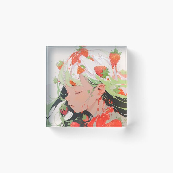 Item preview, Cute Anime Girl and Strawberries designed and sold by bubblegoth.