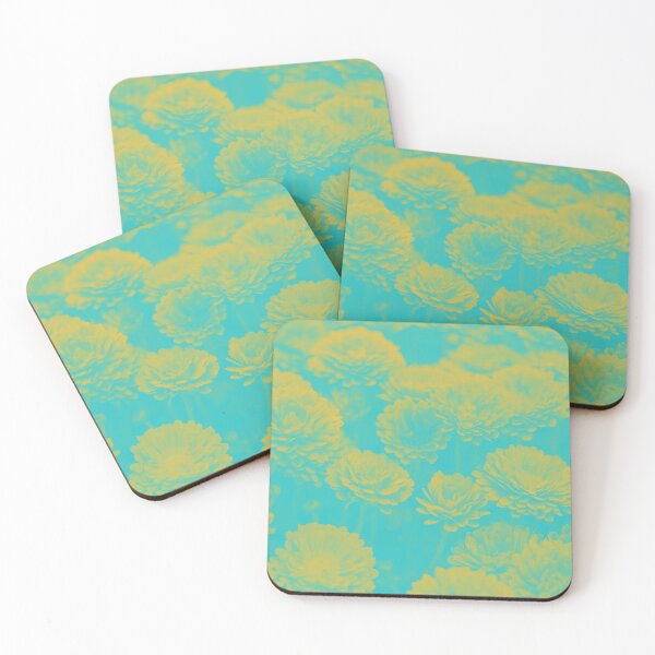 Item preview, Trippy Retro Psychedelic Aesthetic Flowers in Cyan and Yellow designed and sold by Trish Dish.