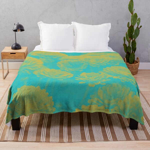 Item preview, Trippy Retro Psychedelic Aesthetic Flowers in Cyan and Yellow designed and sold by Trish Dish.