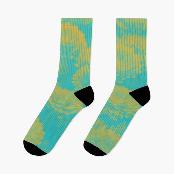 Item preview, Trippy Retro Psychedelic Aesthetic Flowers in Cyan and Yellow designed and sold by Trish Dish.