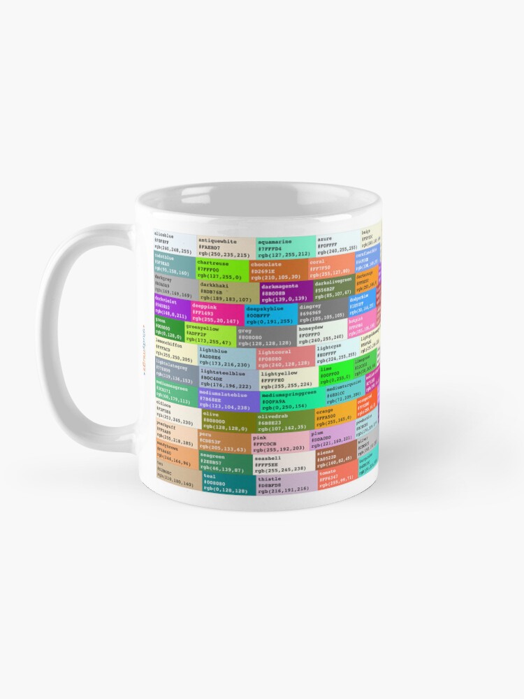 Thumbnail 3 of 6, Coffee Mug, CSS Color Codes Study Mug designed and sold by ApplicVision.
