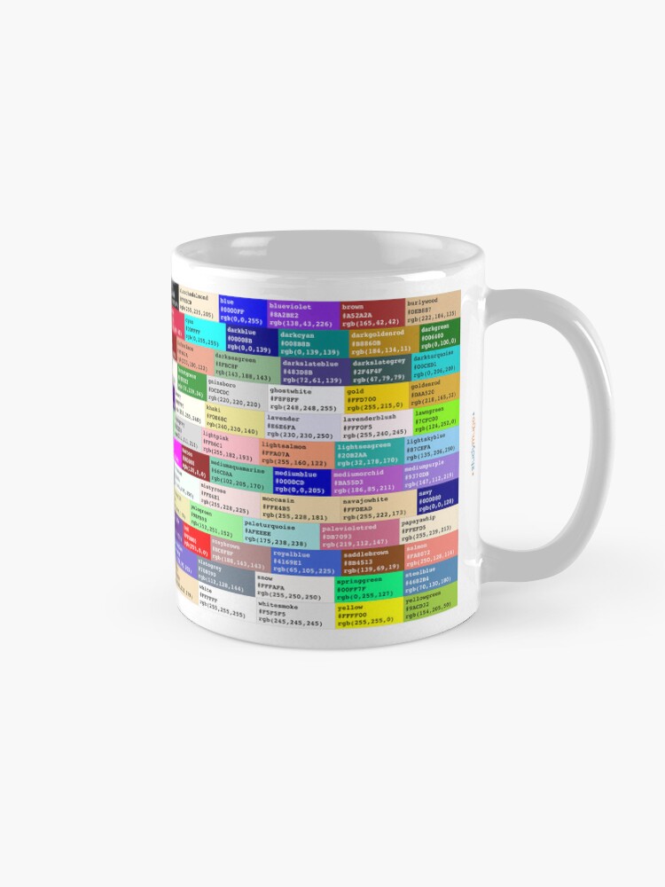 Thumbnail 5 of 6, Coffee Mug, CSS Color Codes Study Mug designed and sold by ApplicVision.