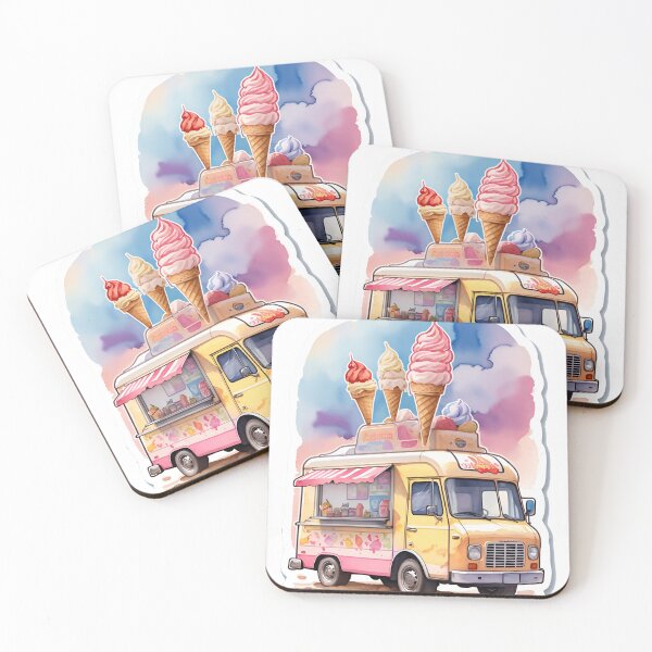 Item preview, watercolor ice cream truck designed and sold by Abdalla Hussein.