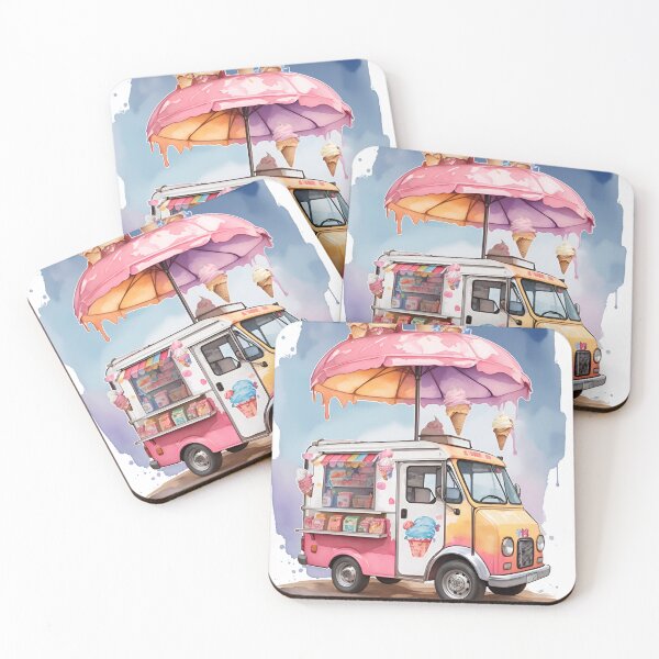 Item preview, watercolor ice cream truck designed and sold by Abdalla Hussein.