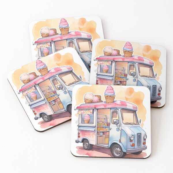 Item preview, watercolor ice cream truck designed and sold by Abdalla Hussein.