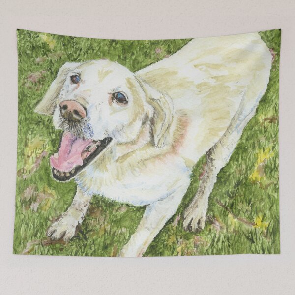 Item preview, Labrador Retriever playing on the grass designed and sold by LymphomaLass.