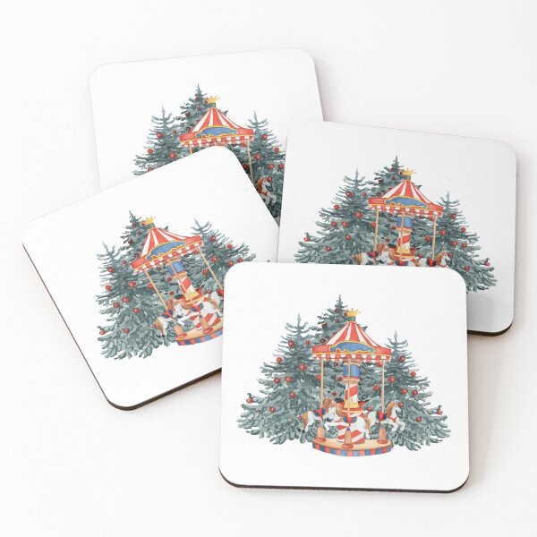 Item preview, Christmas Trees and Carousels Watercolor Pattern designed and sold by sweetbelle.