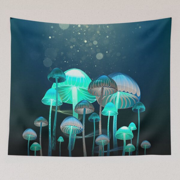 Item preview, Glowing mushroom forest designed and sold by jellysquidart.
