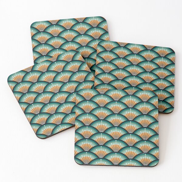 Item preview, Stellar Seigaiha Wave – Teal & Ochre designed and sold by Cat Coquillette.