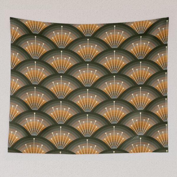 Item preview, Stellar Seigaiha Wave – Olive & Orange designed and sold by Cat Coquillette.