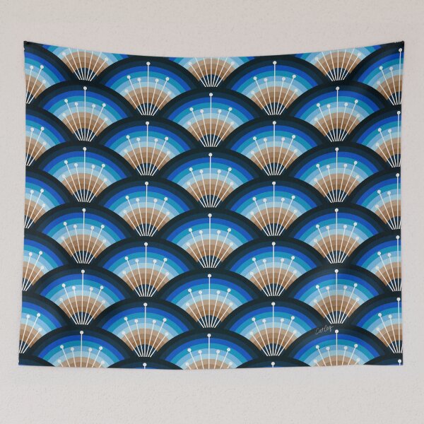 Item preview, Stellar Seigaiha Wave – Vibrant Blue designed and sold by Cat Coquillette.