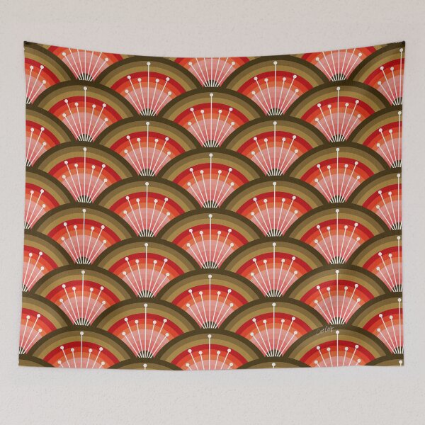 Item preview, Stellar Seigaiha Wave – Crimson & Teak designed and sold by Cat Coquillette.