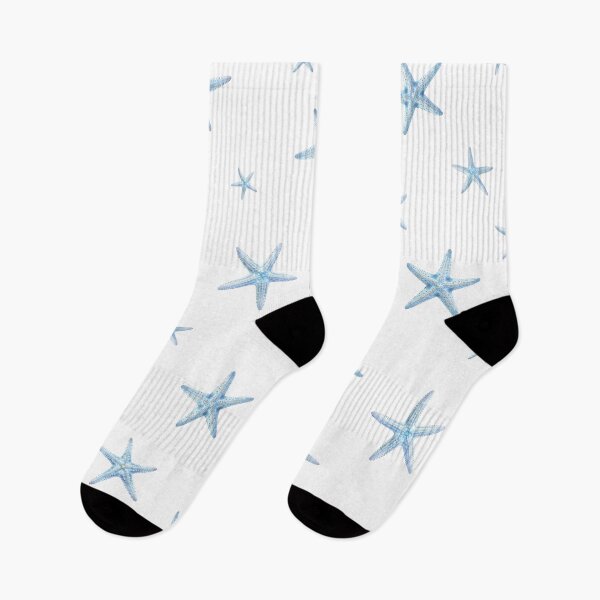 Item preview, White and Sky-Blue Starfish Pattern, Light Ocean Mist Baby Blue designed and sold by elizdesign.