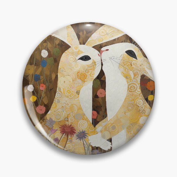 Item preview, The Kiss Reimagined: Klimt-Inspired Rabbits Embrace designed and sold by EmeraldeaArt.