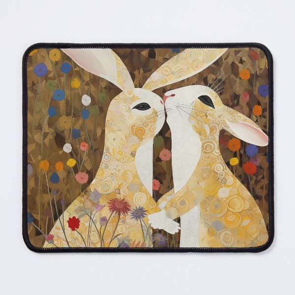 Item preview, The Kiss Reimagined: Klimt-Inspired Rabbits Embrace designed and sold by EmeraldeaArt.