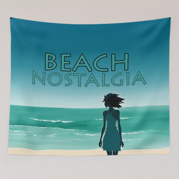 Item preview, Beach Nostalgia Reluctant to Leave Peaceful Ocean Blues - AI Art 6 of 8 designed and sold by Beachy.