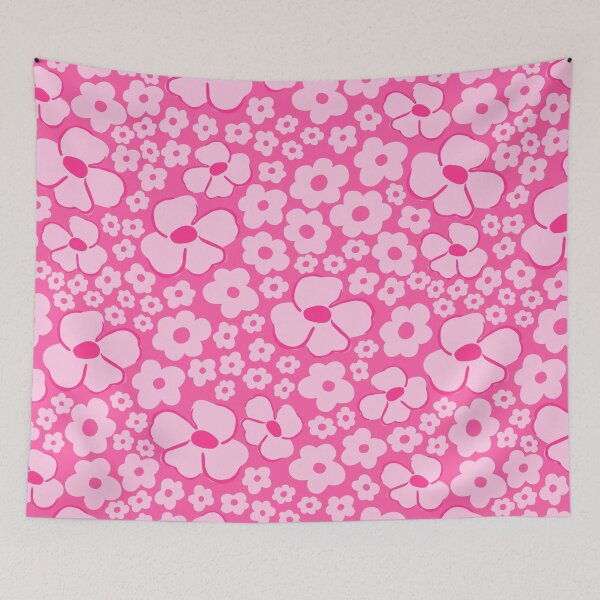 Item preview, barbie pink big cute florals barbiecore flowers super retro groovy 60s 70s y2k 2000s designed and sold by blomastudios.