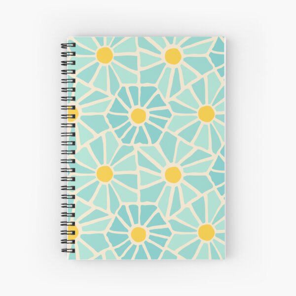 Tessellated Flowers Pattern - Sunbeam Cerulean (macro) Spiral Notebook
