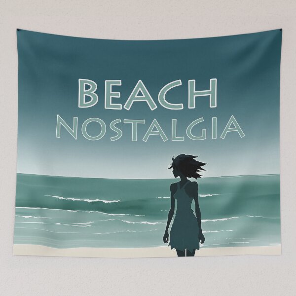 Item preview, Beach Nostalgia Reluctant to Leave Peaceful Ocean Blues - AI Art 8 of 8 designed and sold by Beachy.