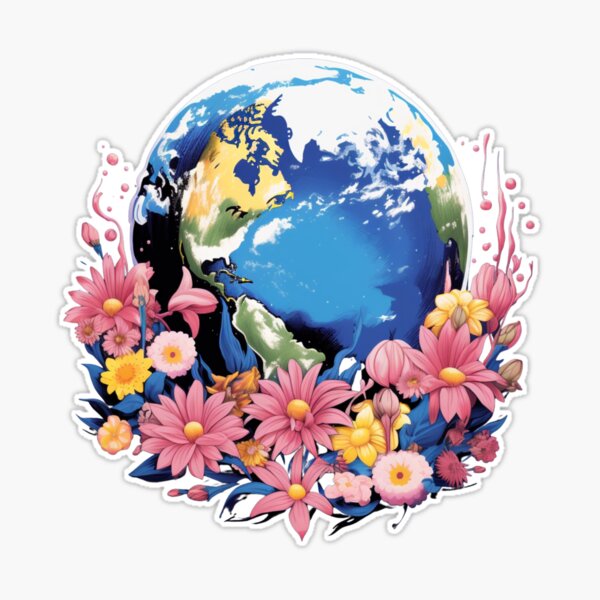 Earth with Flowers Mother Nature Sticker for Sale by