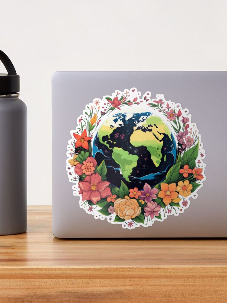 Earth with Flowers Mother Nature Sticker for Sale by