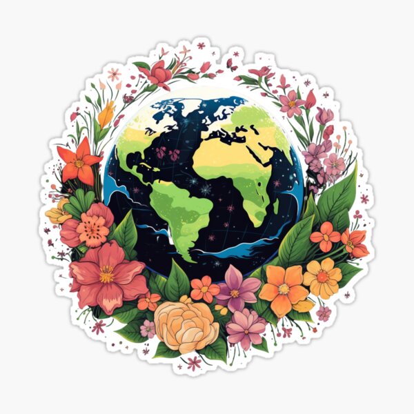 Earth with Flowers Mother Nature Sticker for Sale by ArtFromBeyond