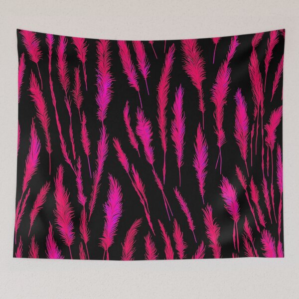 Item preview, Hot Pink Wild Grasses on Black Background designed and sold by Beachy.