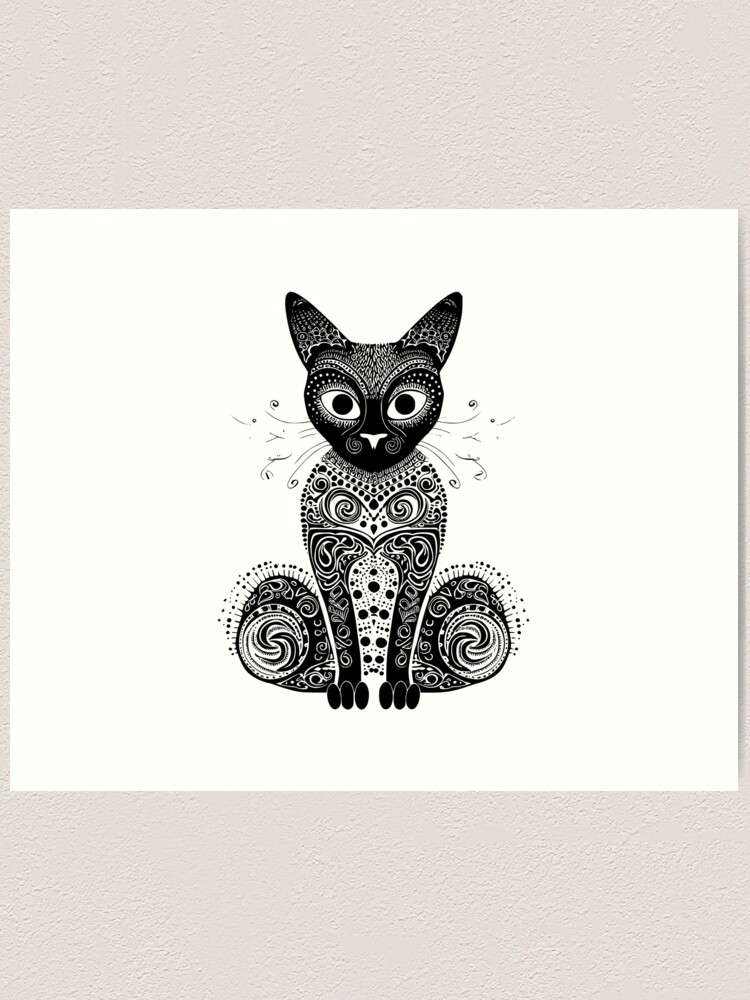 Vintage Cat Tattoo Design. stock vector. Illustration of mystic - 110319524