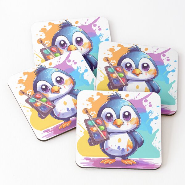 Item preview, Kawaii Cute Painting Penguin in Color Splash designed and sold by LOT7Clothing.