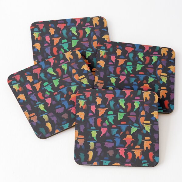 Item preview, Noir Colorful Faces and Hats Pattern designed and sold by Lamarcy.
