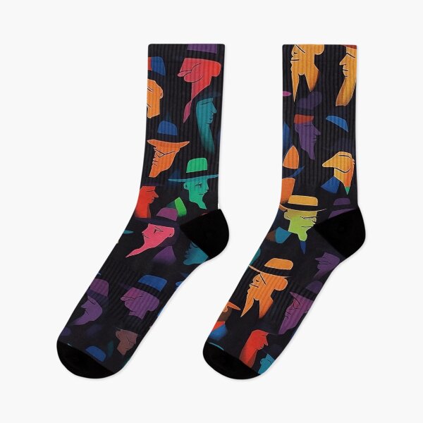 Item preview, Noir Colorful Faces and Hats Pattern designed and sold by Lamarcy.