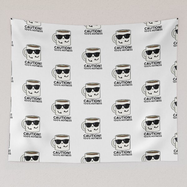 Item preview, Caution 100% Hotness Funny Coffee Puns  designed and sold by punnybone.