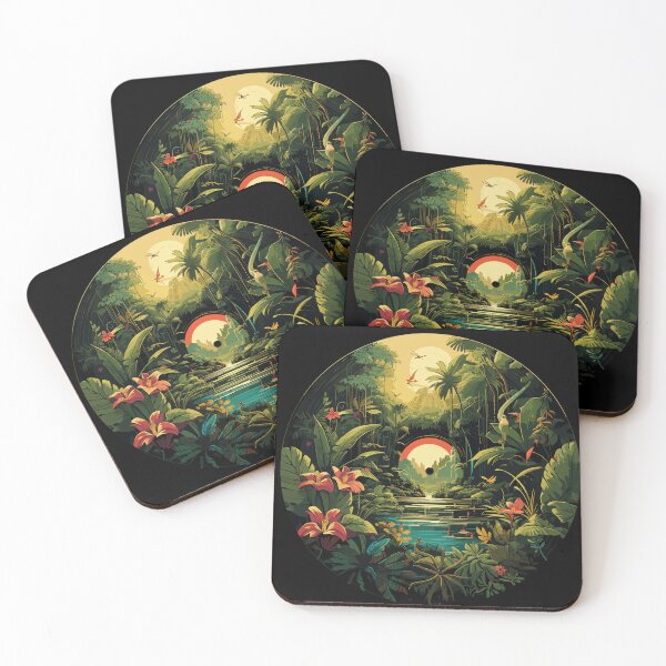 Item preview, Retro Vinyl and Jungle Rainforest Mashup Art Design designed and sold by LOT7Clothing.