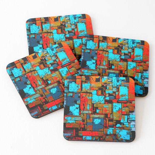 Item preview, Grungy blocky abstract blue, red, purple, rust, electric, vintage design designed and sold by marvin barth.