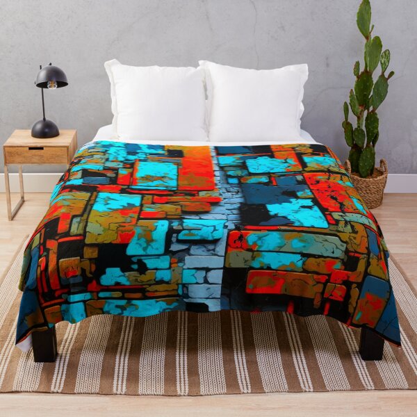 Artikelvorschau, Grunge blockiges abstraktes Blau, Rot, Lila, Rost, elektrisch, Vintage-Design entworfen und verkauft von marvin barth.