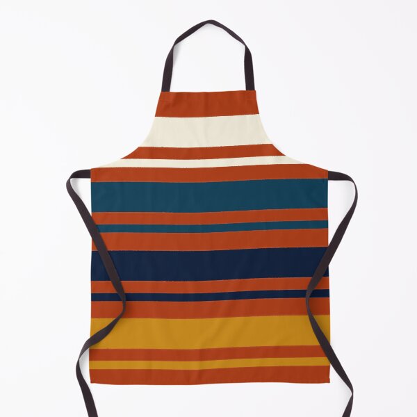 Item preview, Retro Vintage 80's Horizontal Stripes Cream, Blue, Navy, and Gold on Rust designed and sold by BlueMoonBarn.