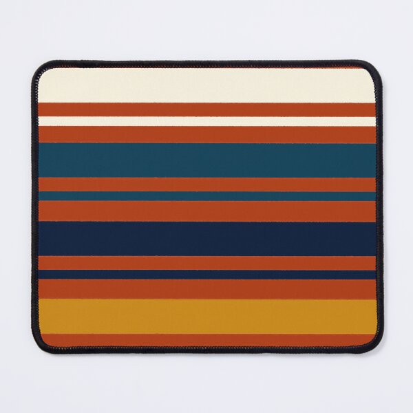 Item preview, Retro Vintage 80's Horizontal Stripes Cream, Blue, Navy, and Gold on Rust designed and sold by BlueMoonBarn.