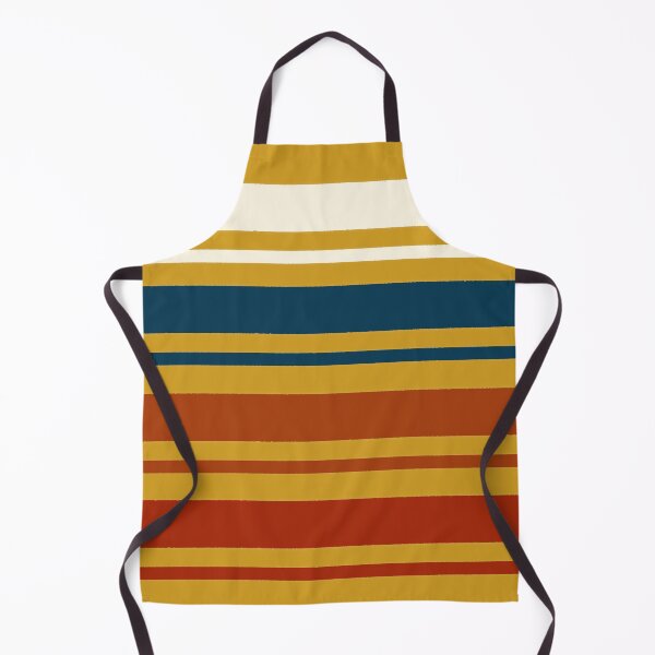 Item preview, Retro Vintage 80's Horizontal Stripes, Cream, Blue, Rust, Red on Gold designed and sold by BlueMoonBarn.