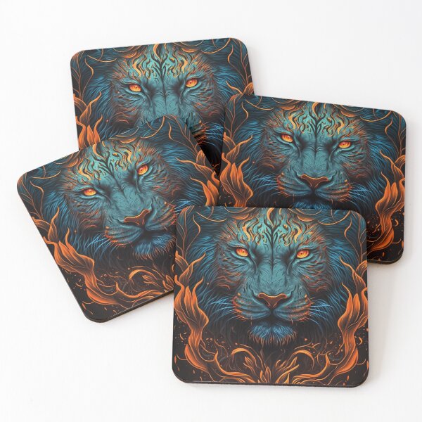 Item preview, Lion Head in Flames Artwork designed and sold by Lamarcy.