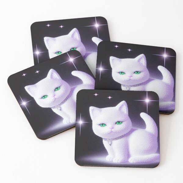 Item preview, White glitter kitty  designed and sold by Roxburylane.