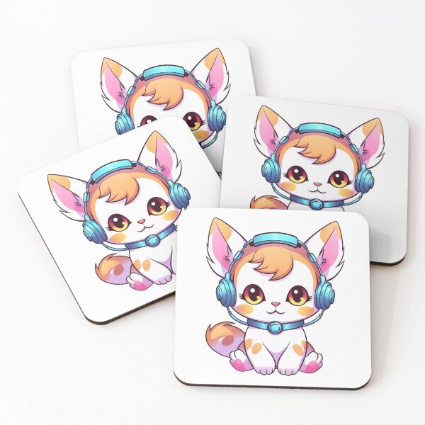 Item preview, Kawaii Cat Wearing Headphones designed and sold by vasetti-press.