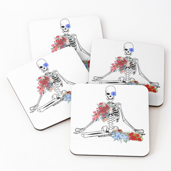 Item preview, skeleton yoga flowers illustration  designed and sold by DeluxBee.