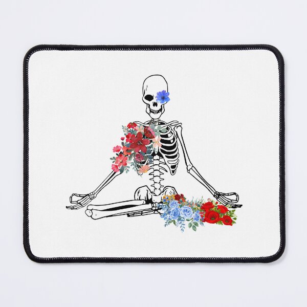 Item preview, skeleton yoga flowers illustration designed and sold by DeluxBee.