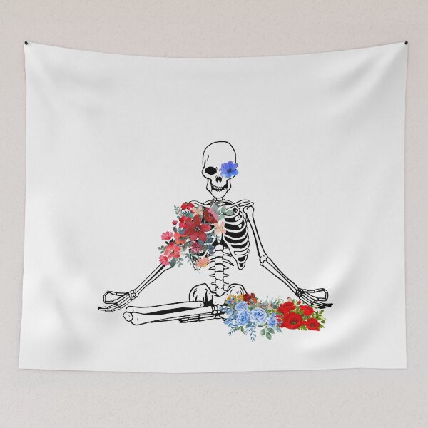 Item preview, skeleton yoga flowers illustration  designed and sold by DeluxBee.