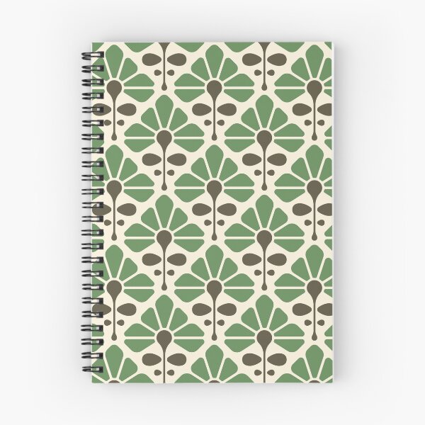 Item preview, KF 0103 D - Vintage Retro 70s Modern Geometric Floral Pattern in Green on Cream designed and sold by KhakiFinch.