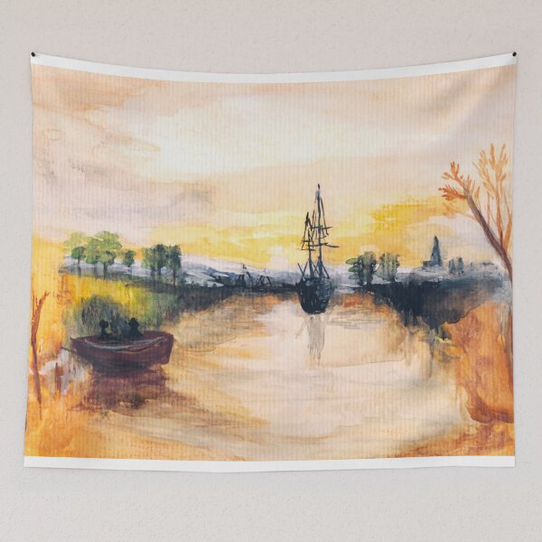 Item preview, Romantic River Landscape aquarel painting  designed and sold by Krissys-Art.