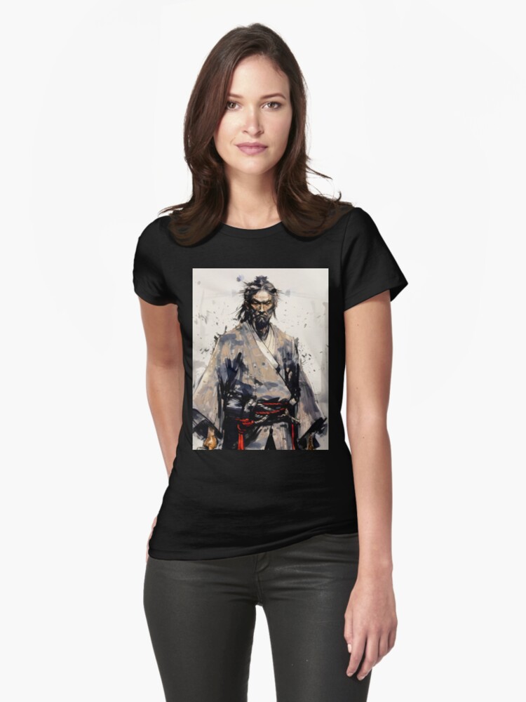 Japanese Ronin Samurai: I Play Alone on a Dark Background | Fitted T-Shirt