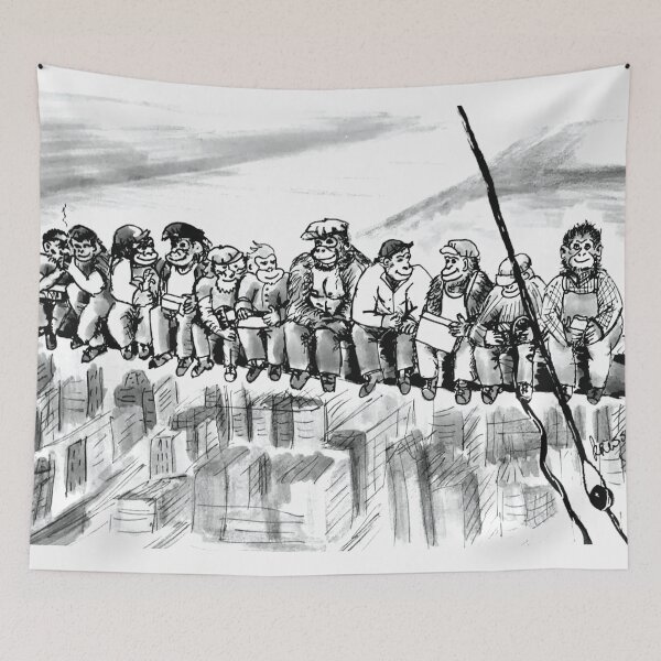 Item preview, Lunch atop a skyscraper apes designed and sold by Krissys-Art.
