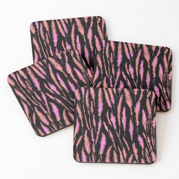 Item preview, Light Pink and Dusty Pink Wild Grasses on Black Background designed and sold by Beachy.